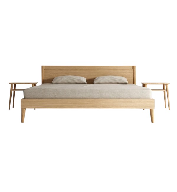 Solid Teak Bed Frame with Minimalist Design and Sturdy Wooden Slats