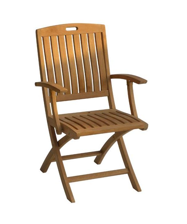 Foldable teak armchair with solid wood frame