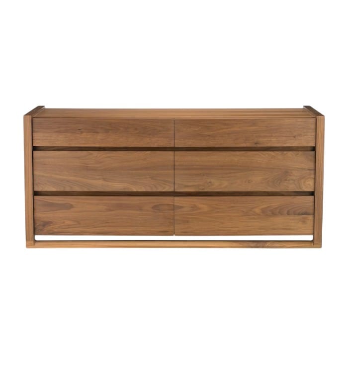 Solid teak wood chest of drawers in natural finish