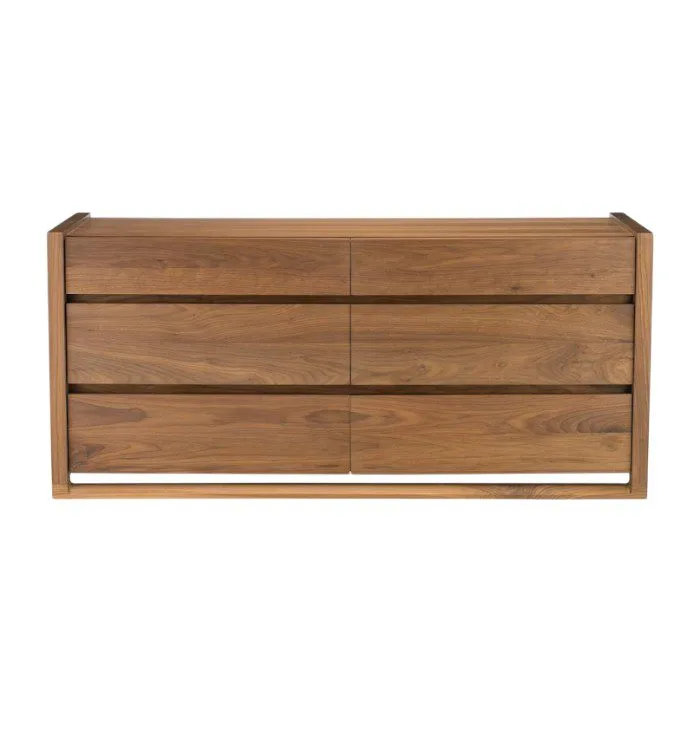 Solid teak wood chest of drawers in natural finish