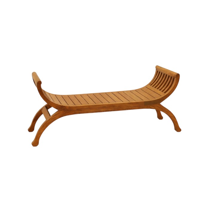 Teak wood Kartini bench curved slatted design